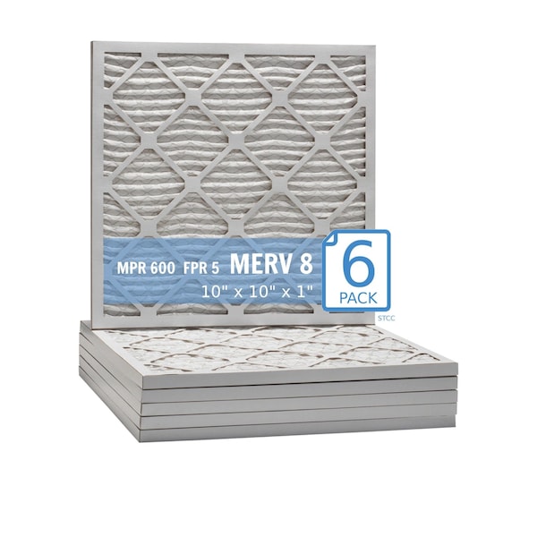 Purolator 10x10x1 Pleated Air Filter, MERV 8, 6 PK 10x10x1x1 HI (6 Pack) - main